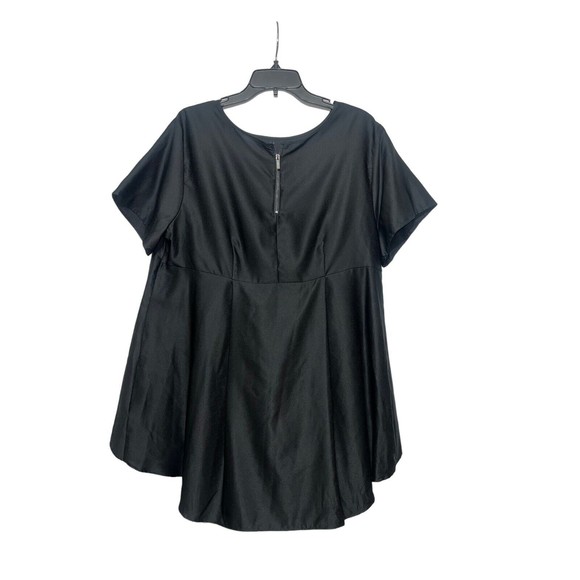 APT 9 Womens Size 1X Dressy Black Tie Short Sleeve Scoop Neck Blouse Lightweight - Picture 2 of 8